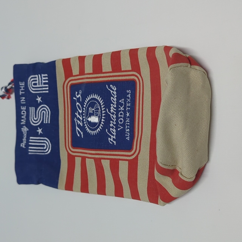 Tito's Vodka USA Stars & Stripes Burlap Bag Holds 750ml Bottle